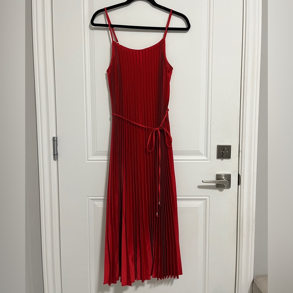 NWT - Sam Edelman Women’s Satin Effect Pleated Midi Dress - Size L